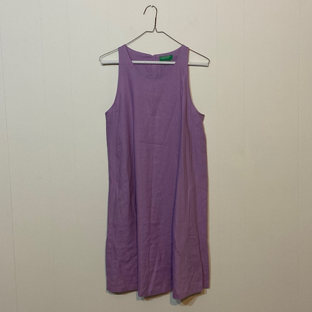 Parisian Pure Linen Lavender Mini Dress